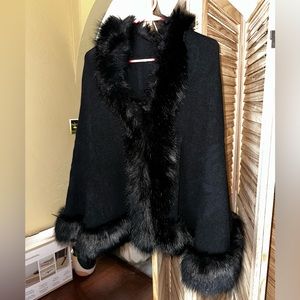 Faux, fur, black cape.